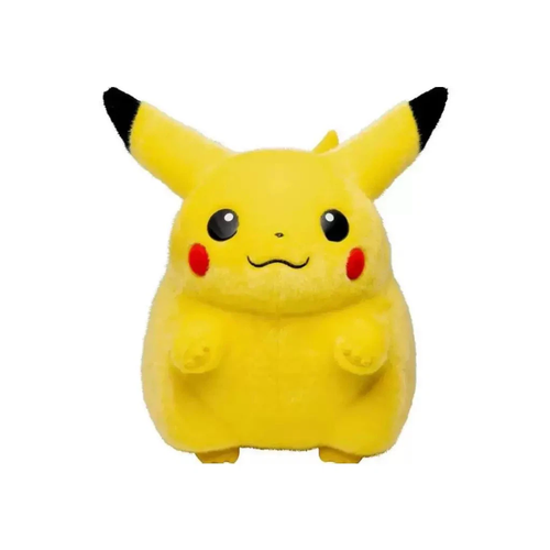 Chubby Round Yellow Furry Creature Plush Toy, Cute Sitting Stuffed Doll with Red Cheek Patches and Long Pointed Ears, Soft Collectible Anime Plush for Kids & Fans